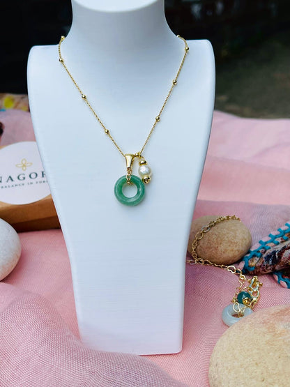 Nagori jade necklace editorial product photography with natural textures